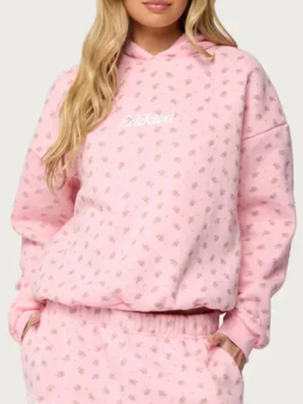 EDIKTED Pink Flower Power Hoodie NWT Size Large